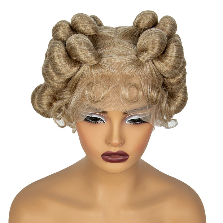 Natural Color 6Inch Transparent Full Lace Braided Wigs Short Cute Handmade Bantu Synthetic Braided Lace Wigs Knotless Braids Wig - Vogue Vista UK