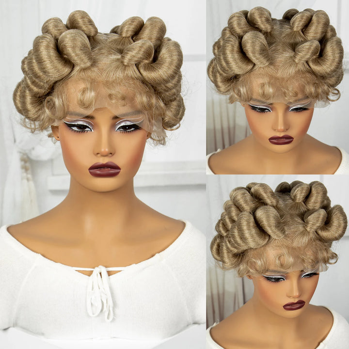 Natural Color 6Inch Transparent Full Lace Braided Wigs Short Cute Handmade Bantu Synthetic Braided Lace Wigs Knotless Braids Wig - Vogue Vista UK