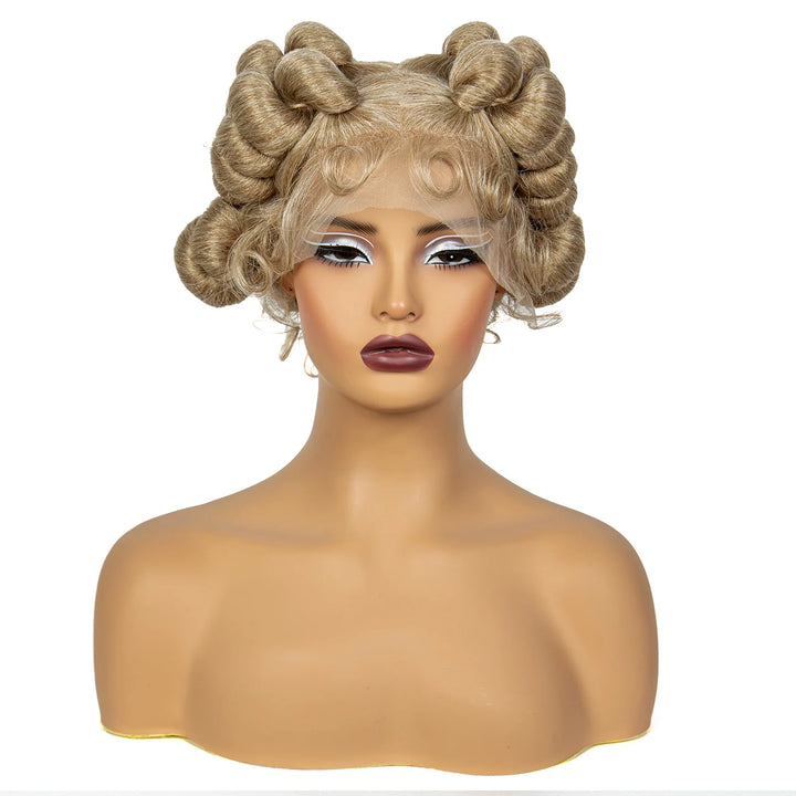 Natural Color 6Inch Transparent Full Lace Braided Wigs Short Cute Handmade Bantu Synthetic Braided Lace Wigs Knotless Braids Wig - Vogue Vista UK