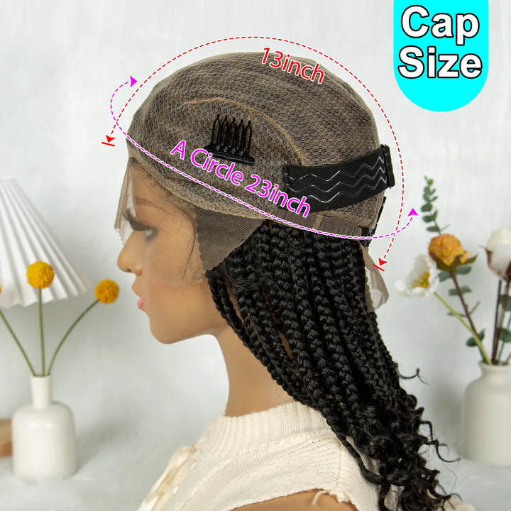 Knotless Box Braided Wigs with Curly Ends Synthetic Full Lace Boho Braided Lace Wigs Lace Frontal Braids Wig for Black Women - Vogue Vista UK