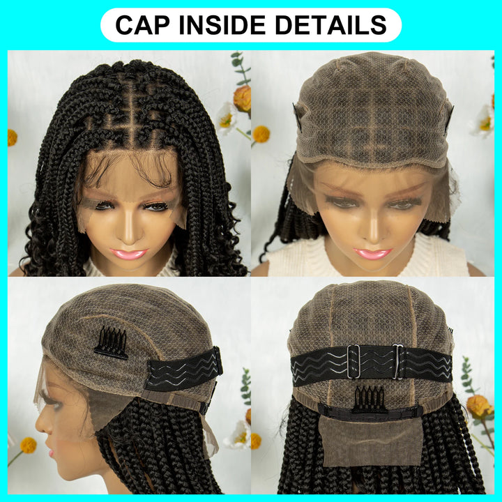 Knotless Box Braided Wigs with Curly Ends Synthetic Full Lace Boho Braided Lace Wigs Lace Frontal Braids Wig for Black Women - Vogue Vista UK