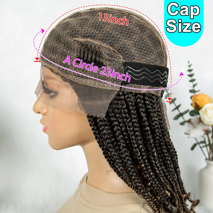 Knotless Box Braided Wigs with Curly Ends Synthetic Full Lace Boho Braided Lace Wigs Lace Frontal Braids Wig for Black Women - Vogue Vista UK