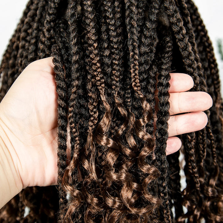 Knotless Box Braided Wigs with Curly Ends Synthetic Full Lace Boho Braided Lace Wigs Lace Frontal Braids Wig for Black Women - Vogue Vista UK