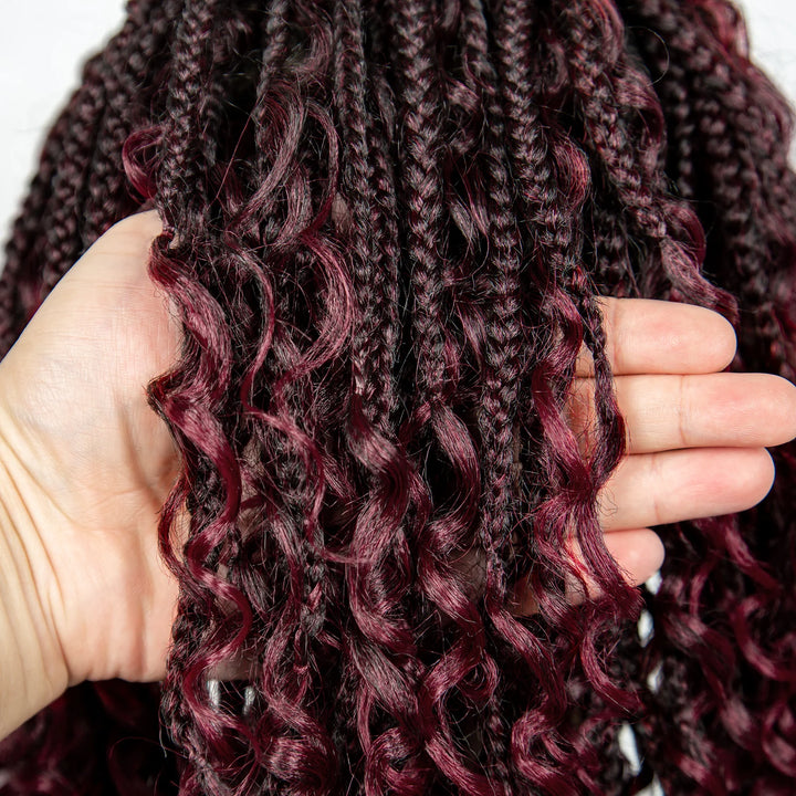 Knotless Box Braided Wigs with Curly Ends Synthetic Full Lace Boho Braided Lace Wigs Lace Frontal Braids Wig for Black Women - Vogue Vista UK