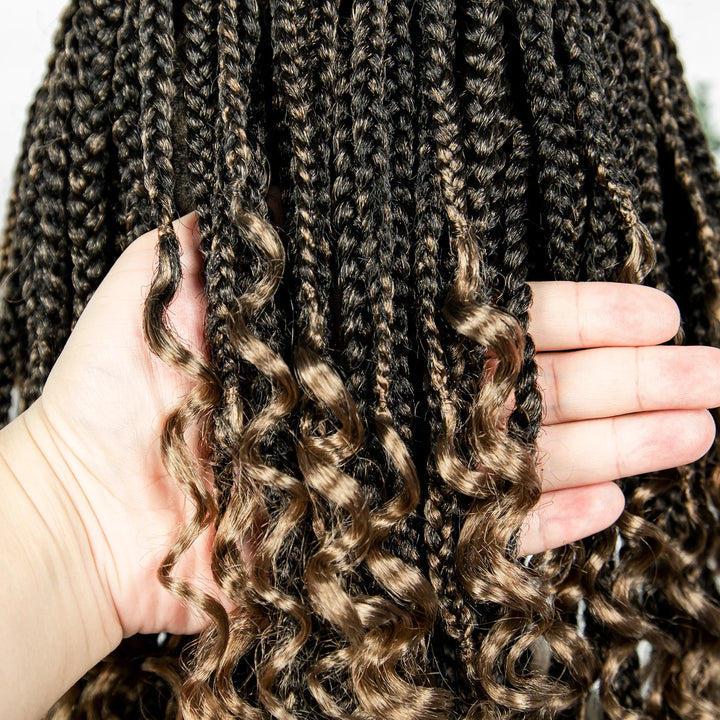 Knotless Box Braided Wigs with Curly Ends Synthetic Full Lace Boho Braided Lace Wigs Lace Frontal Braids Wig for Black Women - Vogue Vista UK