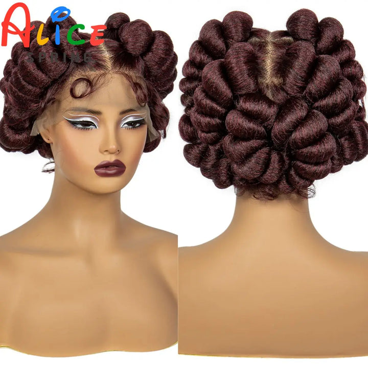 Synthetic Full Lace Handmade Bantu Braided Wigs Short Cute Natural Braided Lace Wigs For Black Women Knotless Braids Wigs - Vogue Vista UK