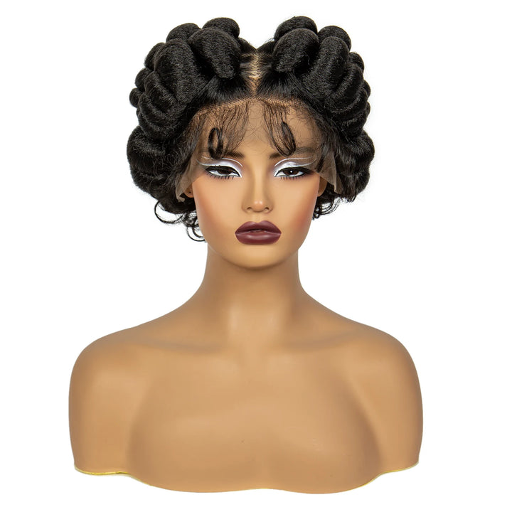 Synthetic Full Lace Handmade Bantu Braided Wigs Short Cute Natural Braided Lace Wigs For Black Women Knotless Braids Wigs - Vogue Vista UK