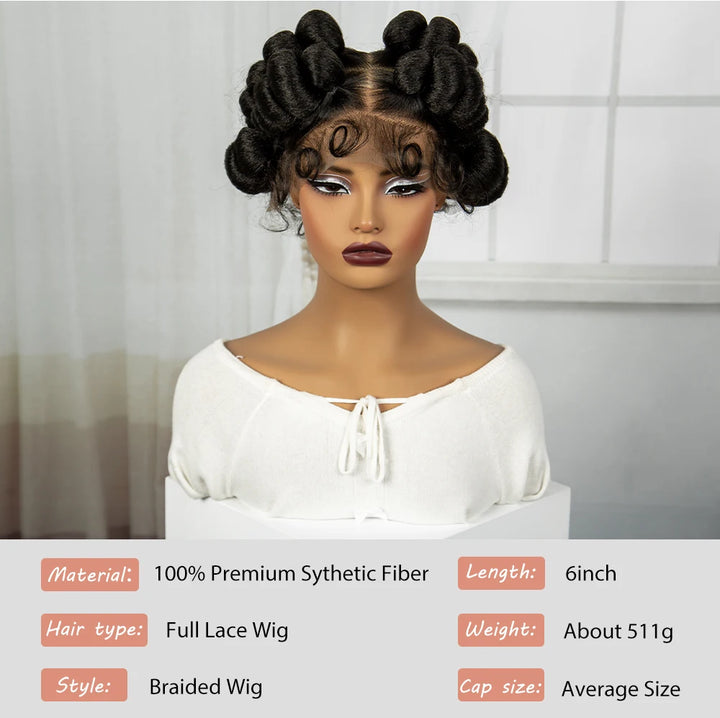 Synthetic Full Lace Handmade Bantu Braided Wigs Short Cute Natural Braided Lace Wigs For Black Women Knotless Braids Wigs - Vogue Vista UK