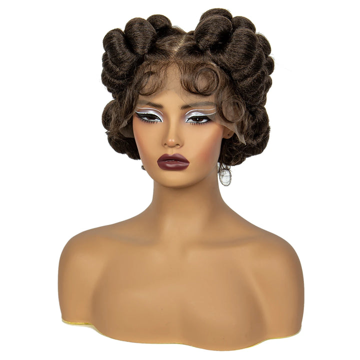 Synthetic Full Lace Handmade Bantu Braided Wigs Short Cute Natural Braided Lace Wigs For Black Women Knotless Braids Wigs - Vogue Vista UK