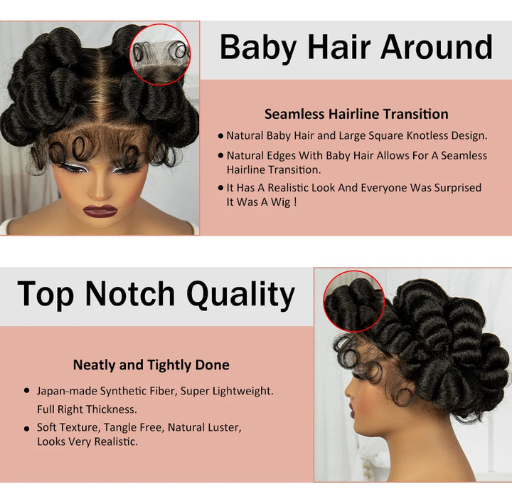 Synthetic Full Lace Handmade Bantu Braided Wigs Short Cute Natural Braided Lace Wigs For Black Women Knotless Braids Wigs - Vogue Vista UK