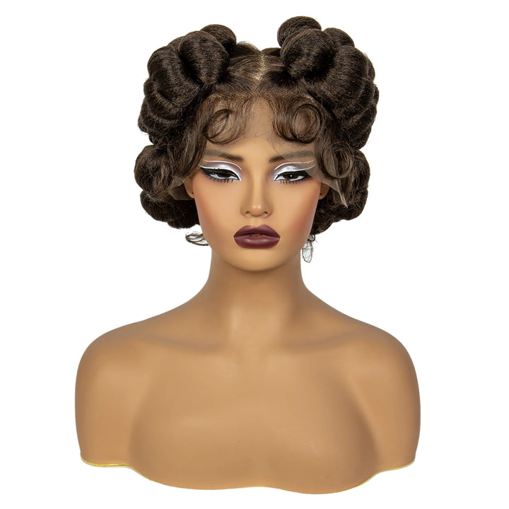 Synthetic Full Lace Handmade Bantu Braided Wigs Short Cute Natural Braided Lace Wigs For Black Women Knotless Braids Wigs - Vogue Vista UK