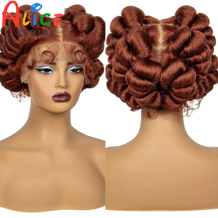 Synthetic Full Lace Handmade Bantu Braided Wigs Short Cute Natural Braided Lace Wigs For Black Women Knotless Braids Wigs - Vogue Vista UK