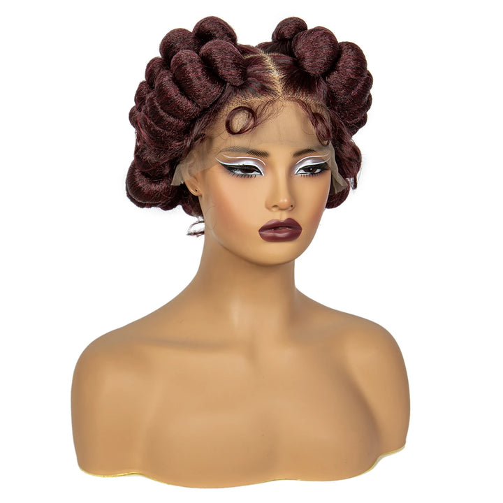 Synthetic Full Lace Handmade Bantu Braided Wigs Short Cute Natural Braided Lace Wigs For Black Women Knotless Braids Wigs - Vogue Vista UK