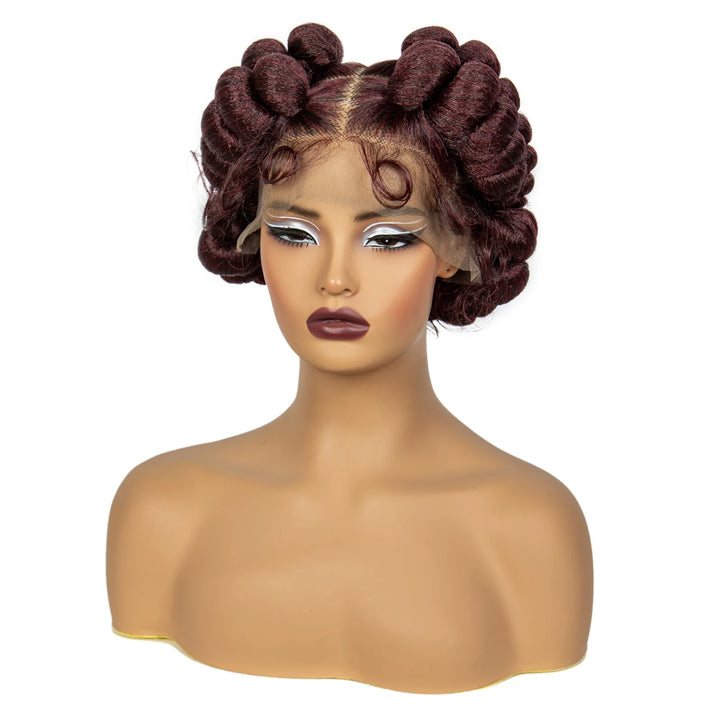 Synthetic Full Lace Handmade Bantu Braided Wigs Short Cute Natural Braided Lace Wigs For Black Women Knotless Braids Wigs - Vogue Vista UK