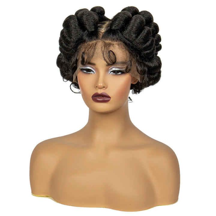 Synthetic Full Lace Handmade Bantu Braided Wigs Short Cute Natural Braided Lace Wigs For Black Women Knotless Braids Wigs - Vogue Vista UK