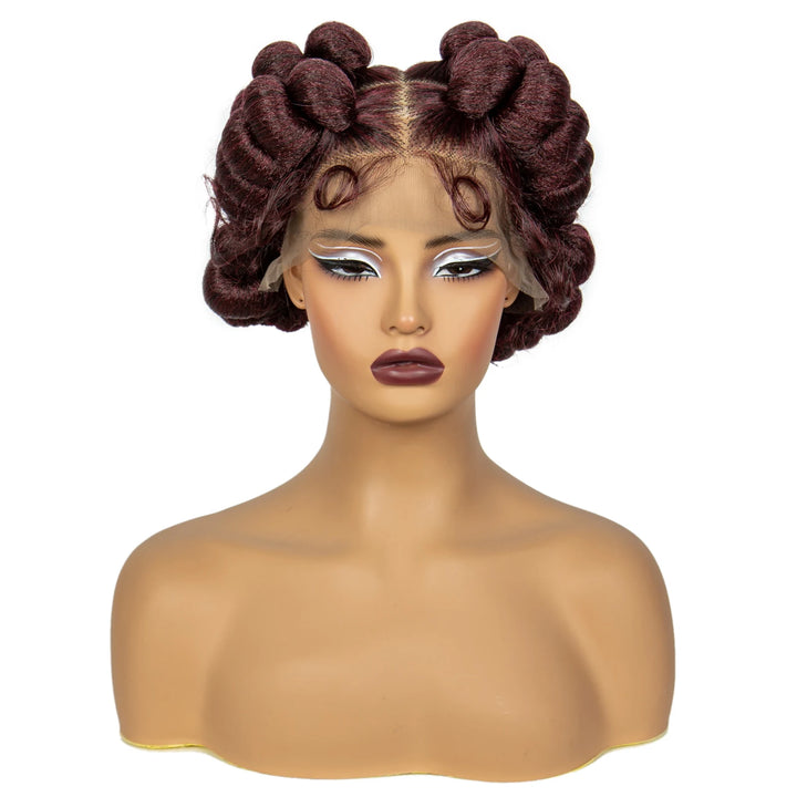 Synthetic Full Lace Handmade Bantu Braided Wigs Short Cute Natural Braided Lace Wigs For Black Women Knotless Braids Wigs - Vogue Vista UK