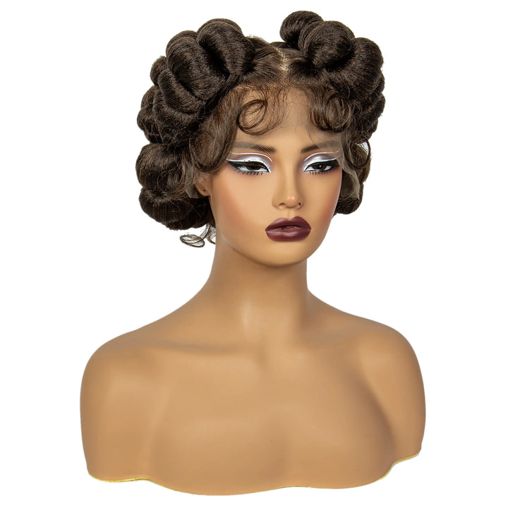 Synthetic Full Lace Handmade Bantu Braided Wigs Short Cute Natural Braided Lace Wigs For Black Women Knotless Braids Wigs - Vogue Vista UK