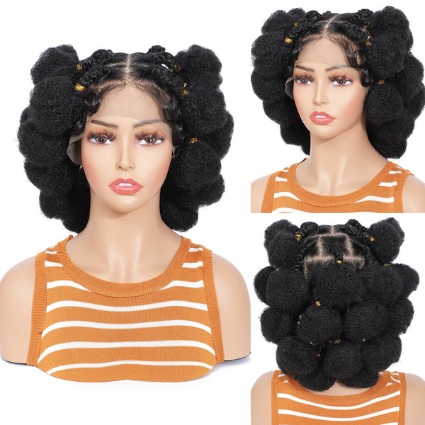 Handmade Bantu Braided Wigs Synthetic Full Lace knotless Braided Lace Wig for Black Women Short Braiding Hair Wig with Baby Hair - Vogue Vista UK