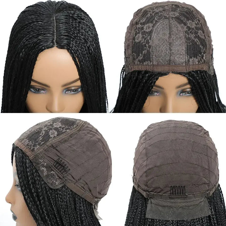 Donghou Ombre Long Box Braided Wigs 26 Inch Micro Braids Wig Heat Resistant Fiber Synthetic Box Braids Knotless Wig for Women - Vogue Vista UK