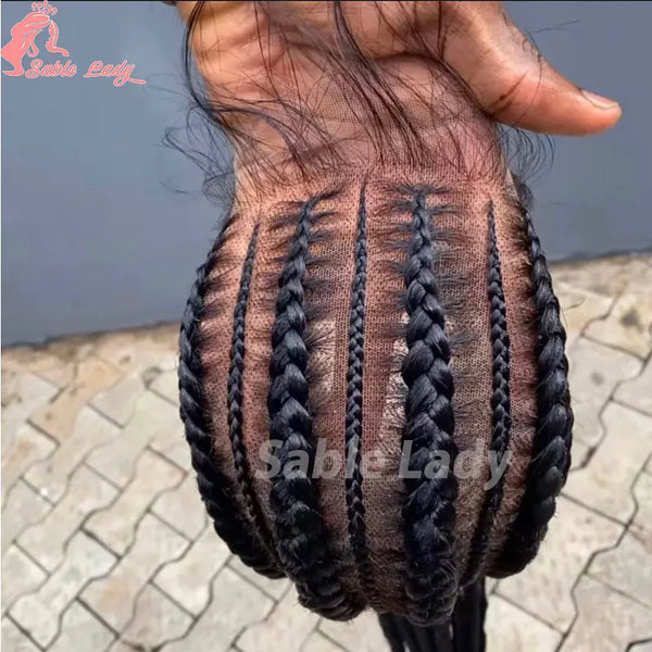 36 Inch Jumbo Braided Wigs Synthetic Knotless Full Lace Braid Wig Knotless Braided Wig Cornrow Plait Braids Wig For Afro Women - Vogue Vista UK