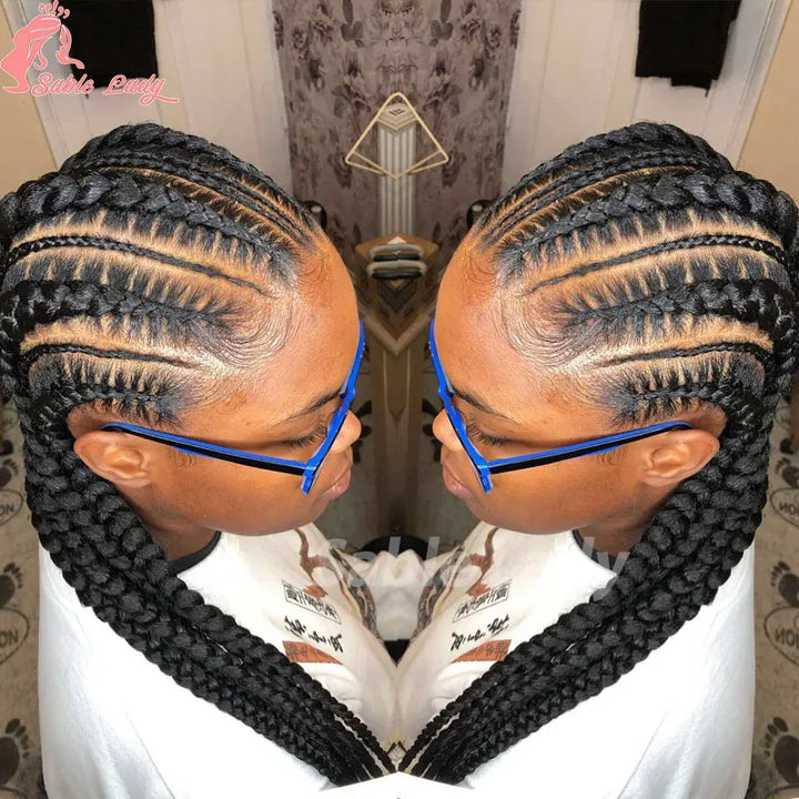 36 Inch Jumbo Braided Wigs Synthetic Knotless Full Lace Braid Wig Knotless Braided Wig Cornrow Plait Braids Wig For Afro Women - Vogue Vista UK