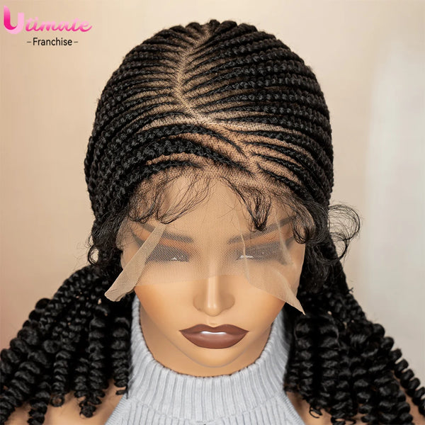 Synthetic Cornrow Braided Wigs for Women 14 Inch Full Lace Braids Wig Short Blait Natural Black Knotless Wig 2025 New Hairstyle - Vogue Vista UK