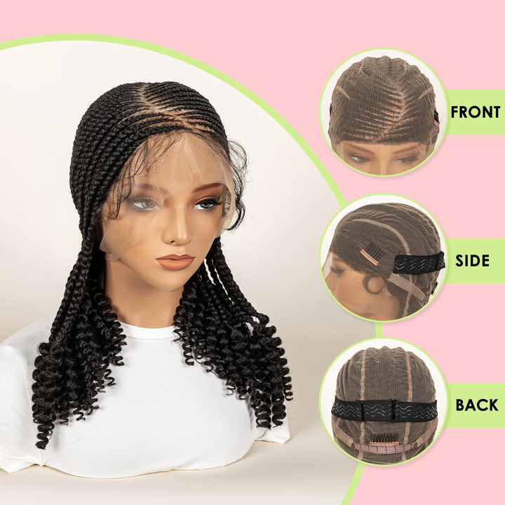 Synthetic Cornrow Braided Wigs for Women 14 Inch Full Lace Braids Wig Short Blait Natural Black Knotless Wig 2025 New Hairstyle - Vogue Vista UK