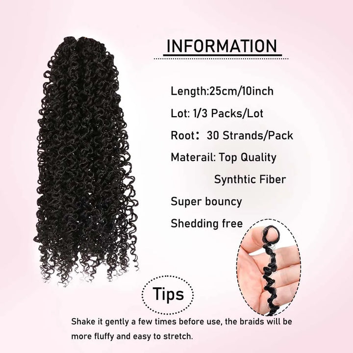 1/3/5 Packs Pre-looped Yanky Twist Crochet Braids Hair 10 Inch 30 Strands/Pack Synthetic Braids Hair Boho Crochet Braid Hair - Vogue Vista UK