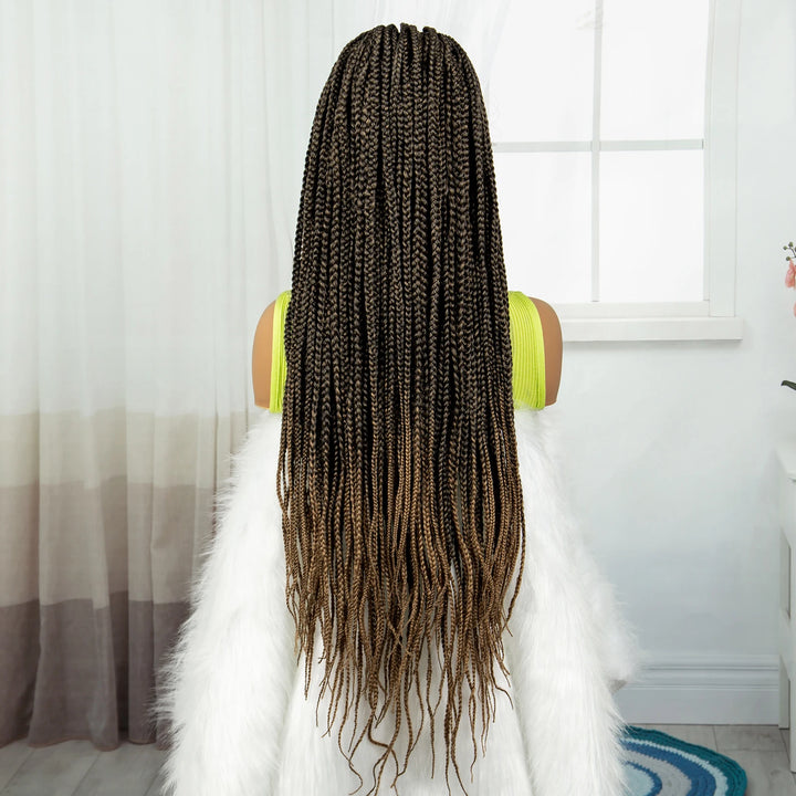 Synthetic Braided Wig Synthetic Hair Lace Front Wigs Box Braided Wigs for Black Women 36 Inches Micro Braids Wigs with Baby Hair - Vogue Vista UK