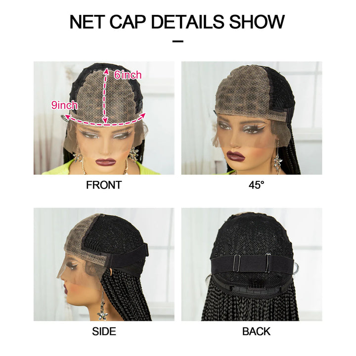 Synthetic Braided Wig Synthetic Hair Lace Front Wigs Box Braided Wigs for Black Women 36 Inches Micro Braids Wigs with Baby Hair - Vogue Vista UK