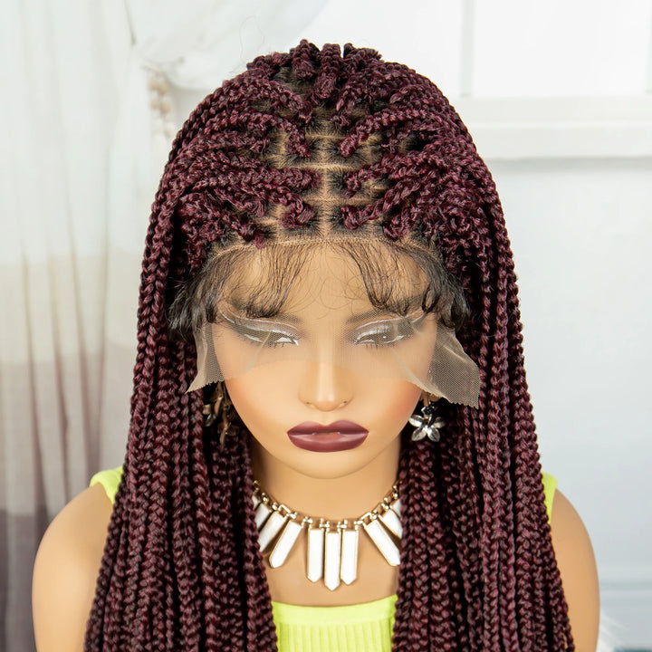 Synthetic Braided Wig Synthetic Hair Lace Front Wigs Box Braided Wigs for Black Women 36 Inches Micro Braids Wigs with Baby Hair - Vogue Vista UK