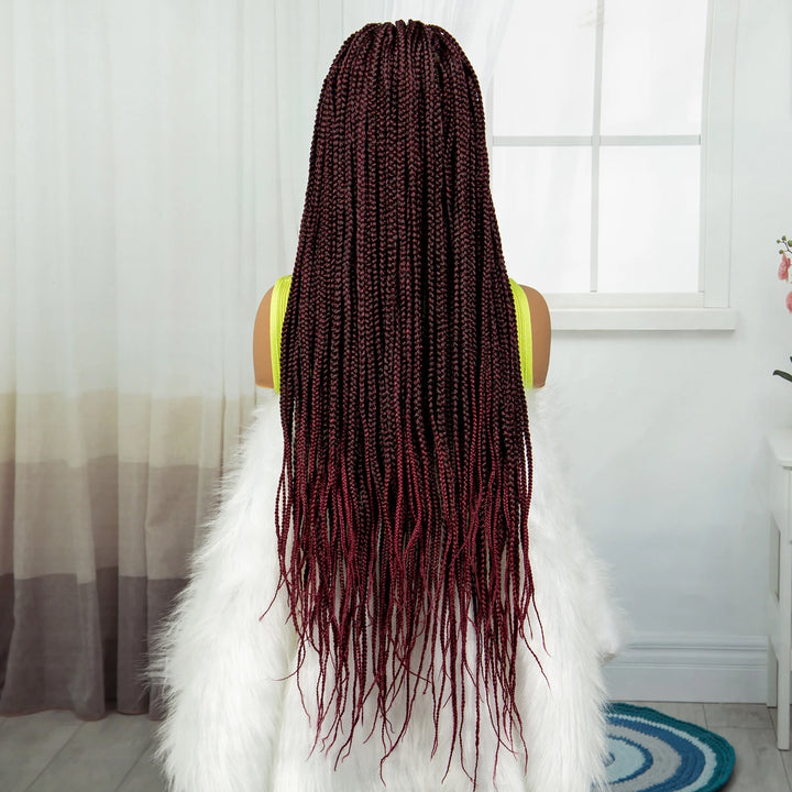 Synthetic Braided Wig Synthetic Hair Lace Front Wigs Box Braided Wigs for Black Women 36 Inches Micro Braids Wigs with Baby Hair - Vogue Vista UK