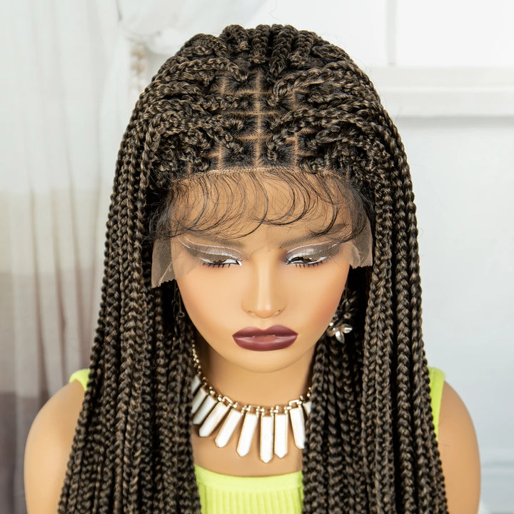 Synthetic Braided Wig Synthetic Hair Lace Front Wigs Box Braided Wigs for Black Women 36 Inches Micro Braids Wigs with Baby Hair - Vogue Vista UK