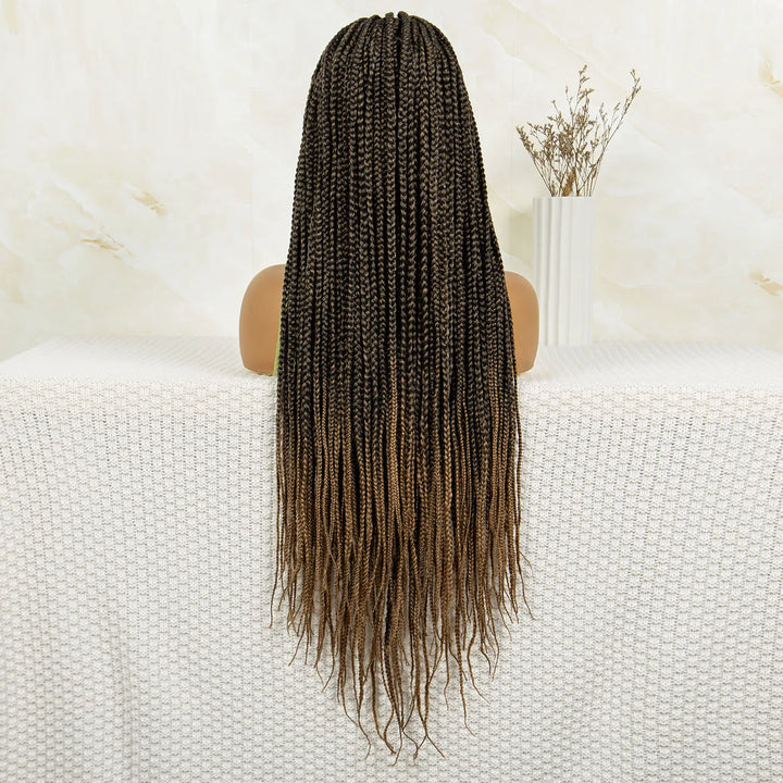 Synthetic Braided Wig Synthetic Hair Lace Front Wigs Box Braided Wigs for Black Women 36 Inches Micro Braids Wigs with Baby Hair - Vogue Vista UK