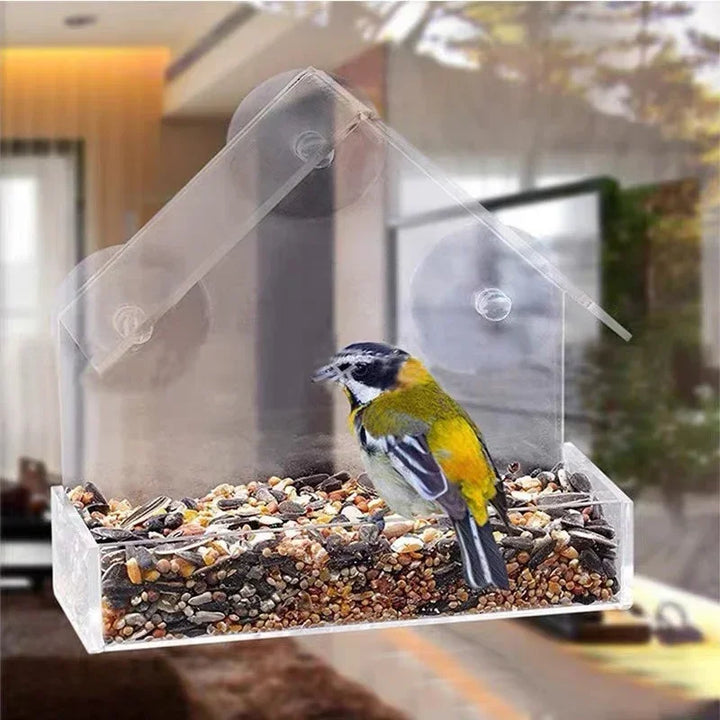1pc/2pcs Window Wild Bird Feeder House Transparent Wild Table Removable Suction Cups Sliding Feed Tray Patio Yard  Hummingbird - Vogue Vista UK