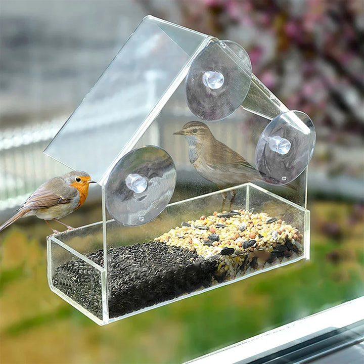 1pc/2pcs Window Wild Bird Feeder House Transparent Wild Table Removable Suction Cups Sliding Feed Tray Patio Yard  Hummingbird - Vogue Vista UK