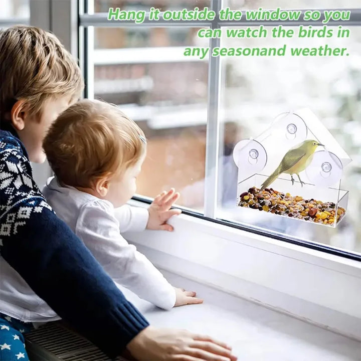 1pc/2pcs Window Wild Bird Feeder House Transparent Wild Table Removable Suction Cups Sliding Feed Tray Patio Yard  Hummingbird - Vogue Vista UK