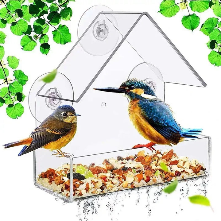 1pc/2pcs Window Wild Bird Feeder House Transparent Wild Table Removable Suction Cups Sliding Feed Tray Patio Yard  Hummingbird - Vogue Vista UK