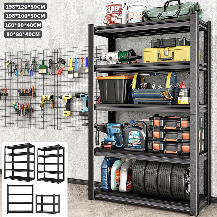 3/4 Tier storage rack Shelving Heavy Duty, Adjustable supermarket shelves carbon steel warehouse racks household storage racks - Vogue Vista UK
