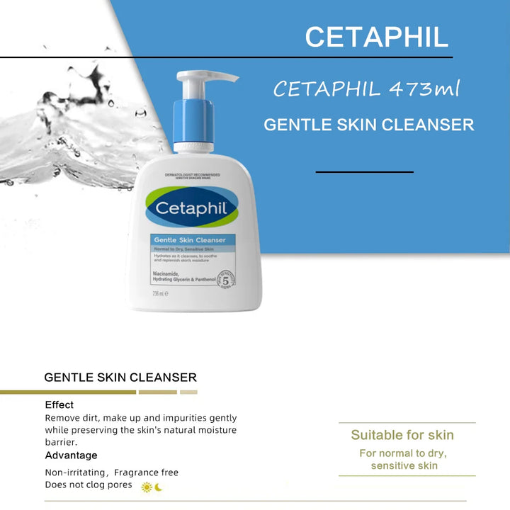 CETAPHIL GENTLE SKIN CLEANSER 473ML,  vitamin B3, B5, hydrating Glycerin, Suitable dry & sensitive skin - Vogue Vista UK