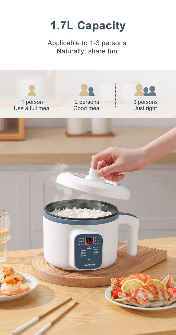 1.7L Electric Rice Cooker Single Double Layer 220V Multi Cooker Non-Stick Smart Mechanical MultiCooker Steamed Rice Pot For Home - Vogue Vista UK