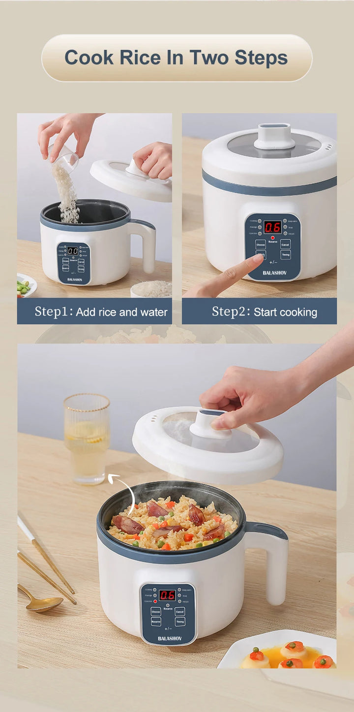 1.7L Electric Rice Cooker Single Double Layer 220V Multi Cooker Non-Stick Smart Mechanical MultiCooker Steamed Rice Pot For Home - Vogue Vista UK