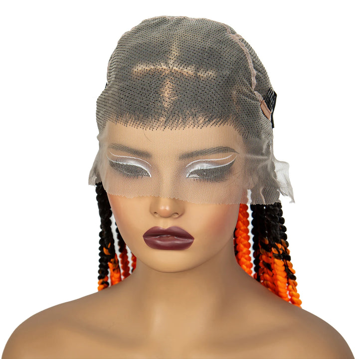 36inch Orange Knotless Box Braided Wigs Synthetic Transparent Full Lace Braids Wig For Women Braided Lace Wig with Baby Hair - Vogue Vista UK