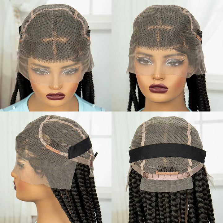36inch Orange Knotless Box Braided Wigs Synthetic Transparent Full Lace Braids Wig For Women Braided Lace Wig with Baby Hair - Vogue Vista UK