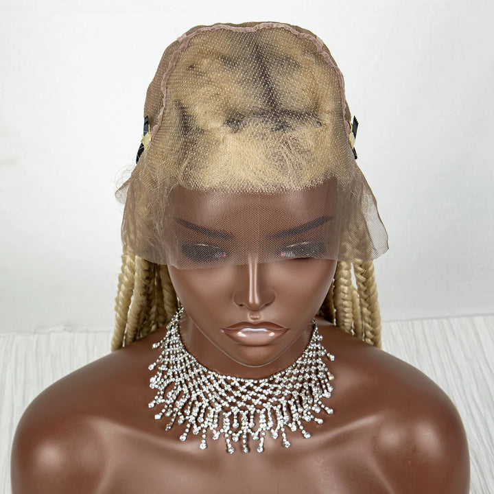 36inch Orange Knotless Box Braided Wigs Synthetic Transparent Full Lace Braids Wig For Women Braided Lace Wig with Baby Hair - Vogue Vista UK