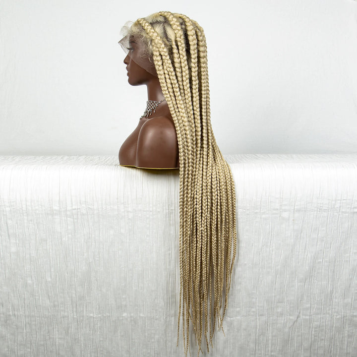36inch Orange Knotless Box Braided Wigs Synthetic Transparent Full Lace Braids Wig For Women Braided Lace Wig with Baby Hair - Vogue Vista UK