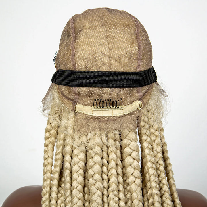 36inch Orange Knotless Box Braided Wigs Synthetic Transparent Full Lace Braids Wig For Women Braided Lace Wig with Baby Hair - Vogue Vista UK