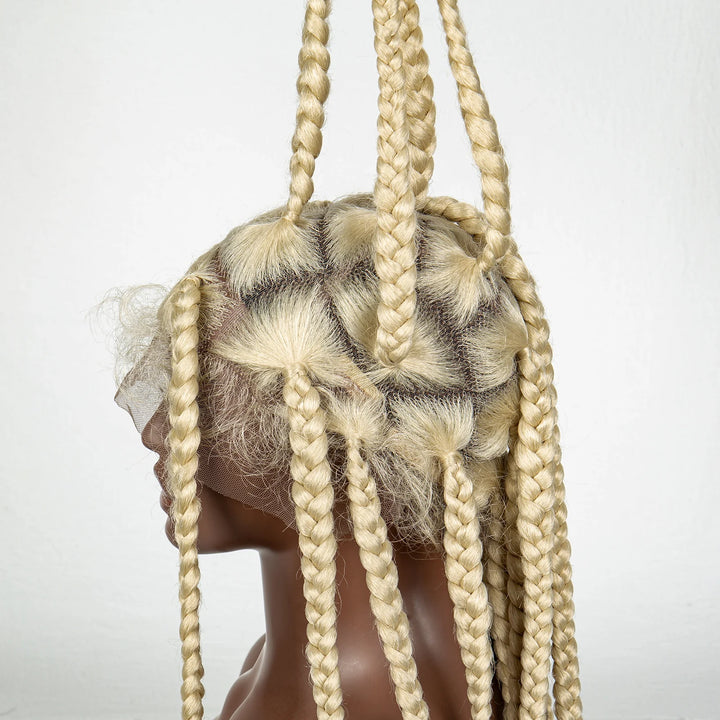 36inch Orange Knotless Box Braided Wigs Synthetic Transparent Full Lace Braids Wig For Women Braided Lace Wig with Baby Hair - Vogue Vista UK