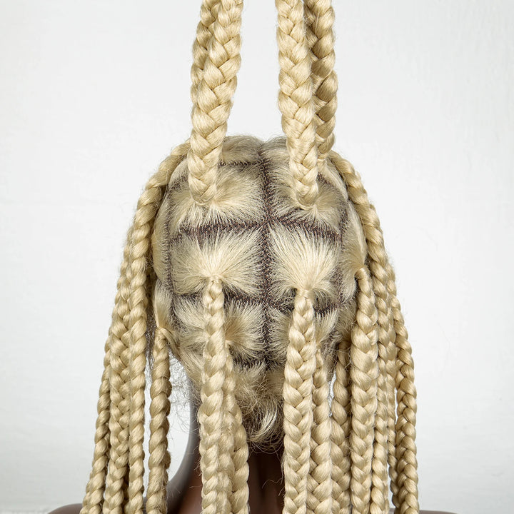 36inch Orange Knotless Box Braided Wigs Synthetic Transparent Full Lace Braids Wig For Women Braided Lace Wig with Baby Hair - Vogue Vista UK