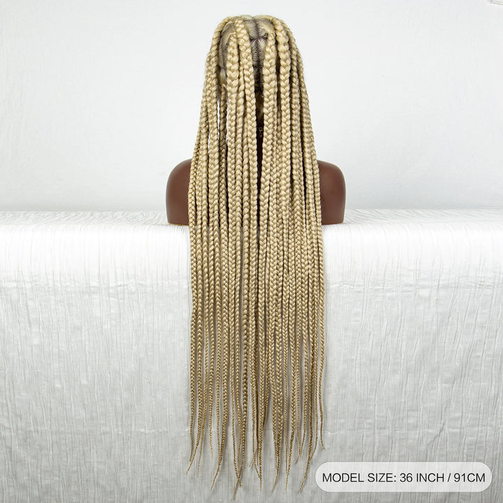 36inch Orange Knotless Box Braided Wigs Synthetic Transparent Full Lace Braids Wig For Women Braided Lace Wig with Baby Hair - Vogue Vista UK